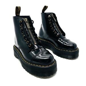 Dr. Martens Sinclair Lamper Crinkled Black Patent Ankle Boots Size 9 -US